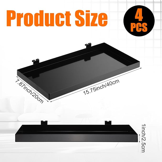 Coume 4 Pcs Gridwall Shelf Grid Panel Display Shelf Metal Wire Wall Rack Gridwall Shelving Wall Hanging Baskets for organizing Accessory for Garage, Crafts Room, Workbench (15.75" X 7.87")