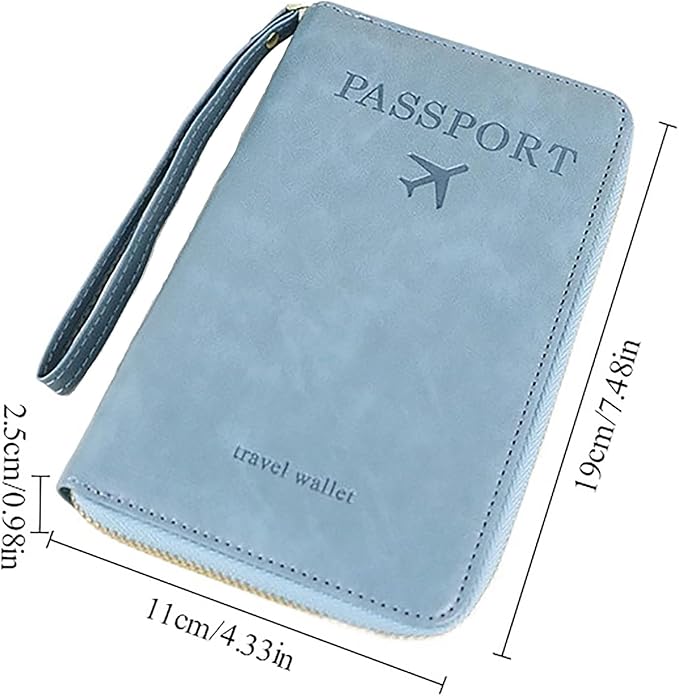 Rowgins Rfid Blocking Passport Holder Wallet, Rowgins Rfid Passport Holder with Zipper, PU Leather PassportHolder for Travel (DARK BLUE)
