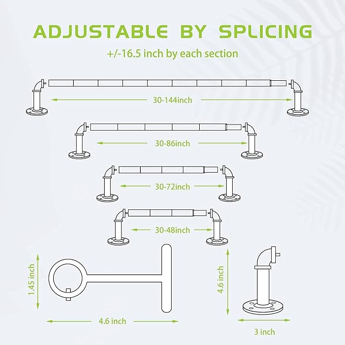 1-Inch Black Curtain Rod - 168 to 240 Inch Windows, Industrial Duct, Indoor/Outdoor, Ceiling or Wall Mount