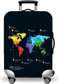WUJIAONIAO Travel Luggage Cover Baggage Suitcase Cover Protector Skins 18-32 Inch (map, S (for 18-20 inch luggage))
