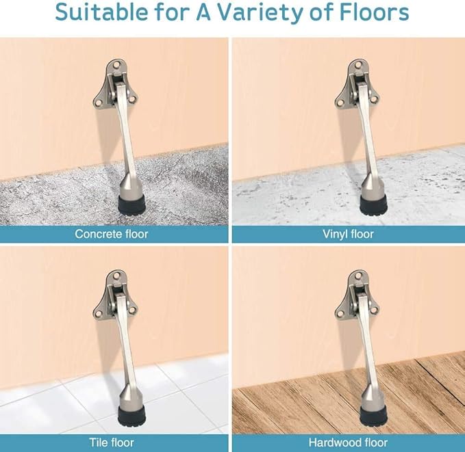 Door Stopper, Kick Down Door Stops for Heavy Doors, with Rubber Tip and Spring Lever, Adjustable, Easy to Set Down and Release, 4-Inch, for Wide Doors (4inch x 30pack, Black)