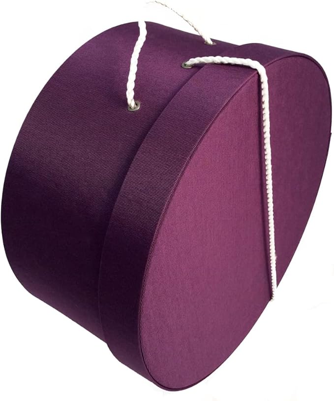 Sarah's Hat Boxes Classic Amethyst Hat Box – 8.75" x 4.5" (Dia. x Ht.) Handmade in USA – Odorless Non-Toxic Adhesive, Cording Handle – Premium Storage for Hats & Accessories