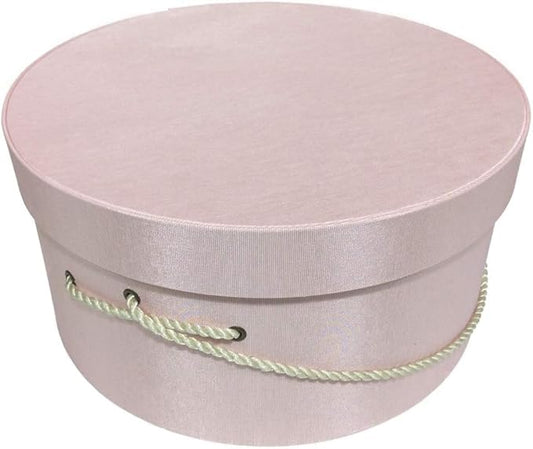 Sarah's Hat Boxes Classic Pink Hat Box – 12.75" x 6.5" (Dia. x Ht.) Handmade in USA – Odorless Non-Toxic Adhesive, Cording Handle – Premium Storage for Hats & Accessories