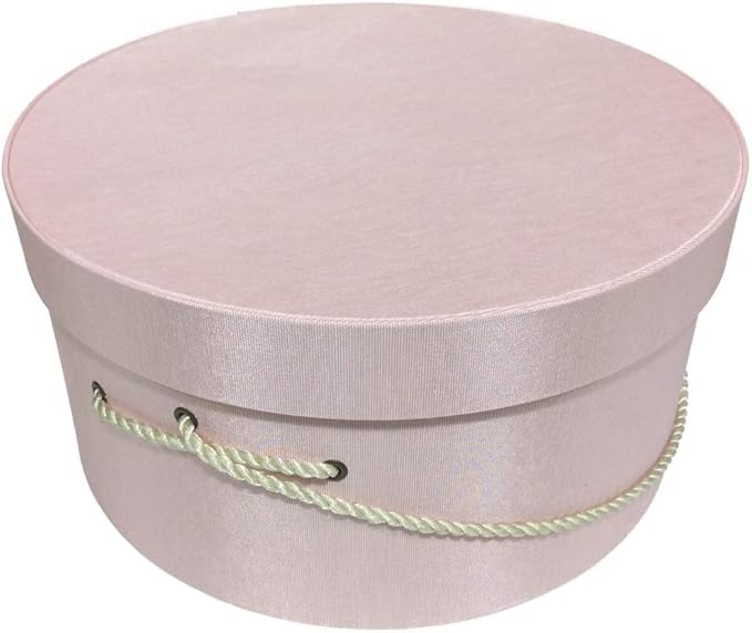 Sarah's Hat Boxes Classic Pink Hat Box – 14.75" x 7.5" (Dia. x Ht.) Handmade in USA – Odorless Non-Toxic Adhesive, Cording Handle – Premium Storage for Hats & Accessories