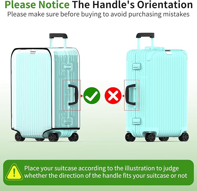 3 Pieces Clear Luggage Cover Protectors, 0.4mm Thicken PVC Suitcase Covers for Luggage, 20"+24"+28" Waterproof Dustproof Anti-scratch Travel Luggage Sleeve for TSA Approved