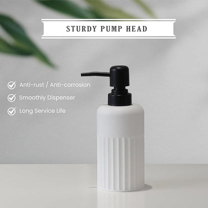 Bathroom Accessory Set - 6 Pieces Bathroom Accessories Set Complete with Soap Dispenser, Toothbrush Holders, Tumbler, Vanity Tray and 2 Qtip Holder for Home Organizer and Decor, White