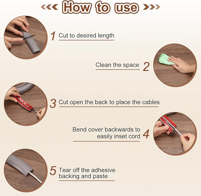 HARFINGTON 4ft Cord Cover Floor W0.6 x H0.33 Inner Channel PVC Hide Extension Cable Floor Wire Hider Wire Covers Protector for Prevent Cable Trips Cables Management, Light Grey