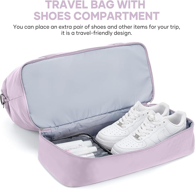 Travel Duffel Bag, Sports Tote Gym Bag, Shoulder Weekender Overnight Bag for Women