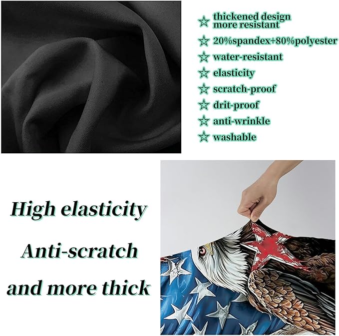 Luggage Cover + Tag, Eagle American Flag Travel Suitcase Protector for 18-20 inch Luggage (S) with Concealed Zipper, Washable Elastic Cloth, Dustproof, Anti-Scratch