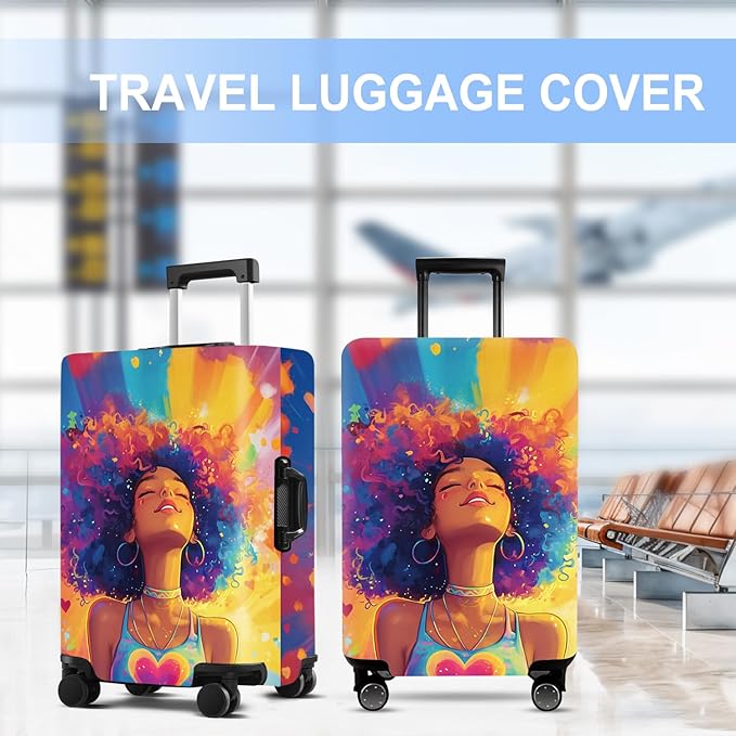 Luggage Cover Washable Suitcase Protector Anti-scratch Suitcase cover Fits 20-34 Inch Luggage (Girl-1, S(20-22inch suitcase))
