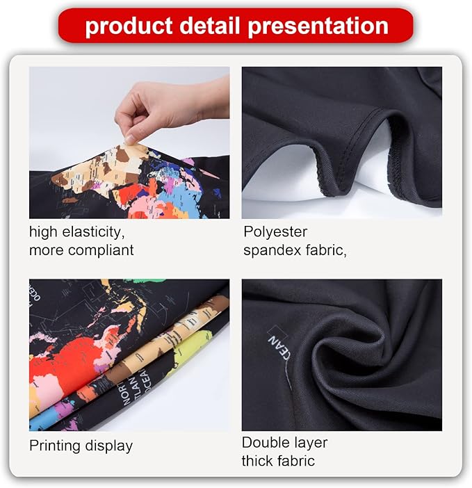 MosaiRudo Thicker Luggage Cover Elastic Suitcase Cover Protector Fits 18-32 Inch Suitcase Travel Accessories (World Map, L-)