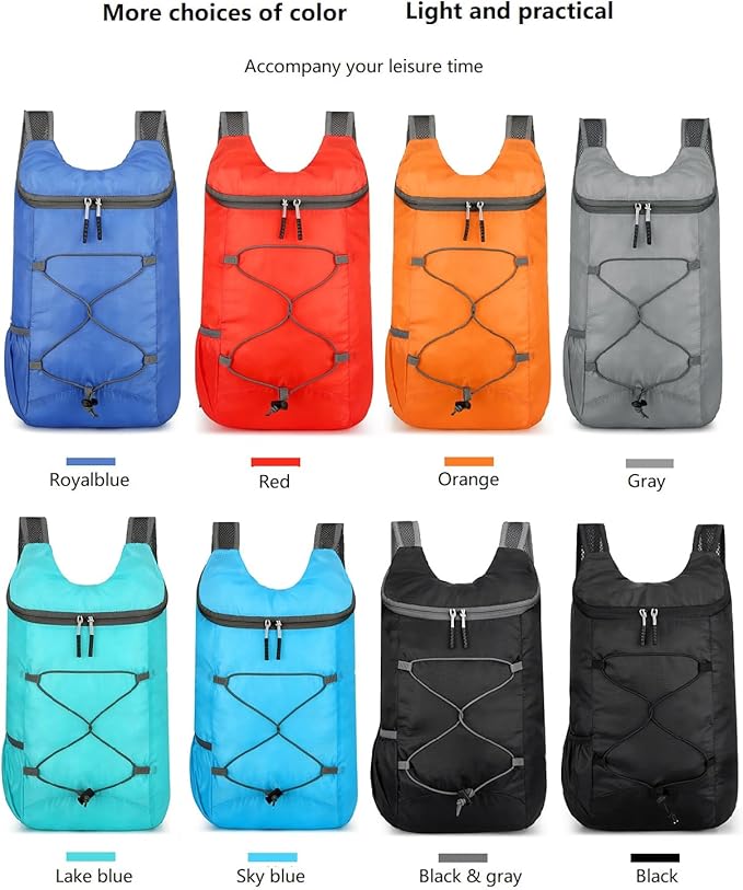 16L Hiking Daypack Lightweight Foldable Travel Backpack Water Repellent Camping Outdoor Packable Easy Carry-on Bag (Gray)