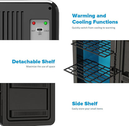 22L/30Cans Mini Fridge for Bedroom, 12v DC Portable Cooler & Warmer, Mini Refrigerator with Glass Front, for Car Office Desk & Dorm Food Beverage Skincare Makeup (Black)