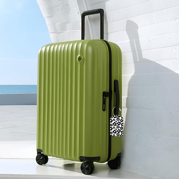 Vintage Groovy Flowers Luggage Tag for Suitcase Set of 2 PU Leather Cute Luggage Tags with Stainless Metal Loop ID Label Privacy Flap Suitcase Tags for Women and Men Travel