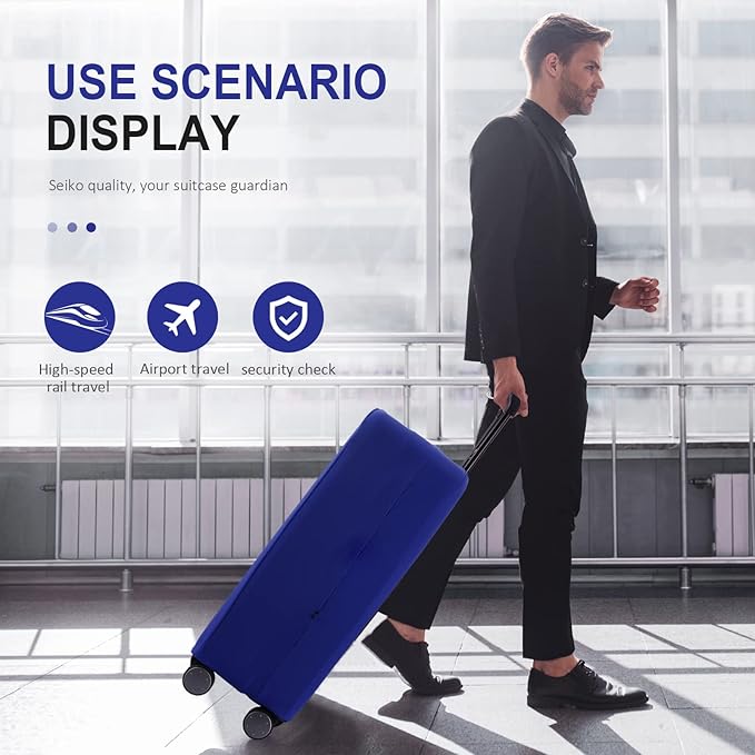 Travel Luggage Cover Suitcase Protector Scratch-Resistant Fit 19-31 Inch Suitcase, Not Included Suitcase (Blue, L(26-27 inch))