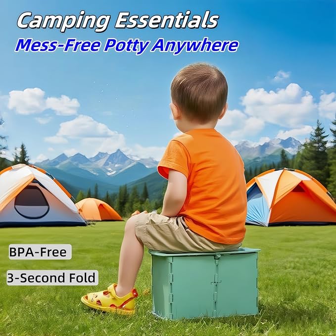 Travel Potty,Portable Potty Seat Foldable Travel Training Toilet Seat,Foldable Toilet for Outdoor Camping (Teal Pink)