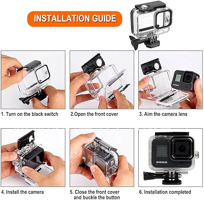 Compatible for Go Pro Hero 7 6 5 Black Waterproof Housing Case 45M/147FT Protective Underwater Diving Case Shell with Cameras Handle Mount Accessories Kit