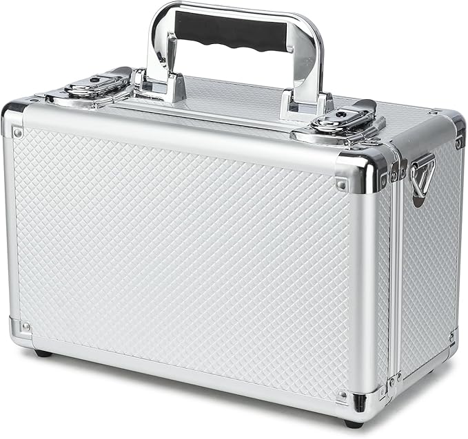 Multi color Card Storage Hard Case, Sports Card Collection Boxes,Trading Cards Cabinet, Carrying Cases Specially Adapted to Hold Sports Trading Cards, Toploader Box (Silver, Small)