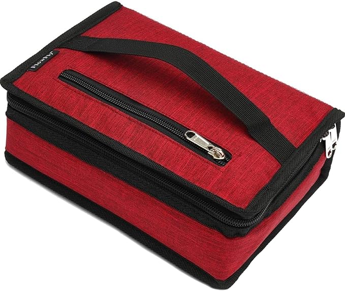 FlowFly Small Insulated Lunch box Portable Soft Bag Mini Cooler Thermal Meal Tote Kit with Handle for Work & School, Red