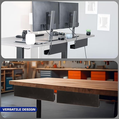 VIVO Under Desk 17 inch Cable Management Trays, Power Strip Holders, Cord Organizers, Wire Tamers for Office and Home, Black, 2 Pack, DESK-AC06-2C