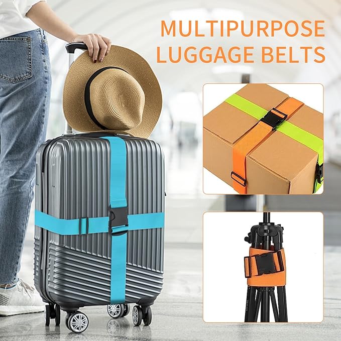BILIONE Luggage Straps, 79" Long Belts Keep Suitcase Secure While Traveling, TSA Approved Add a Bag Premium Accessory for Travel Bag Closure (2PCS Pink)