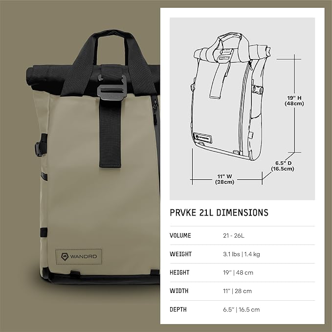 WANDRD PRVKE 21L, V3 Photography Bundle: Weather-Resistant Travel & Camera Backpack with Laptop Sleeve, Quick Side Access, Clamshell Opening – Ideal Photography & Travel Bag