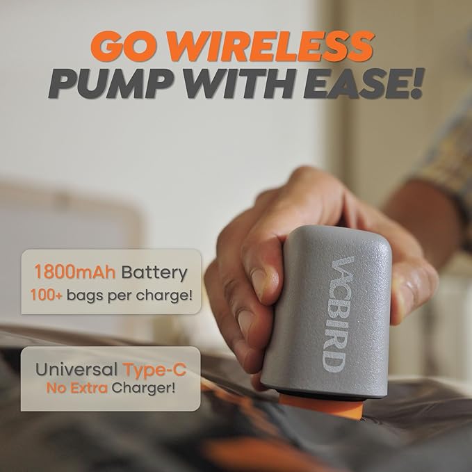Rechargeable Wireless Pump Travel Storage Bags Set - 20 Pack Portable Space Saver Bags for Travel & Home - Vacuum Compression Packing Seal for Clothes, Blankets, Seasonal Storage