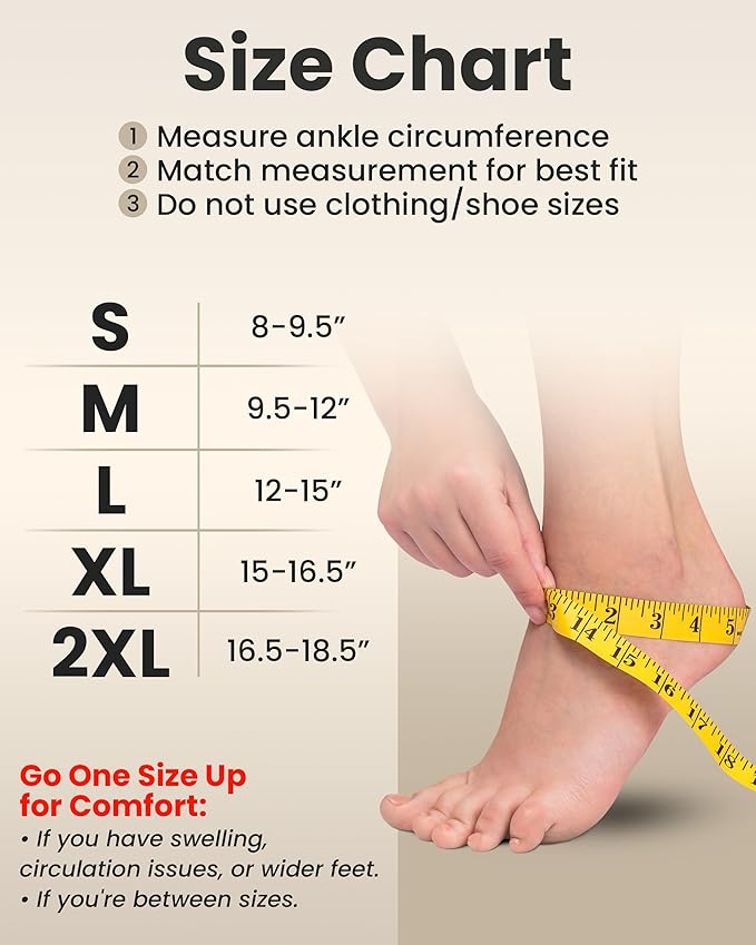 KEMFORD Ankle Compression Sleeve - Plantar Fasciitis Braces - Open Toe Compression Socks for Swelling, Sprain, Neuropathy, Foot Arch Support for Men and Women - 20-30mmhg, L, Grey