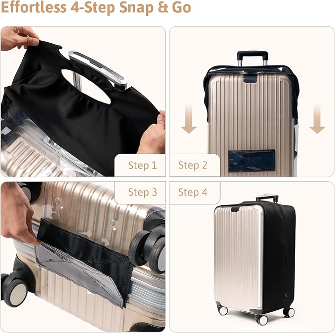 OrgaWise Clear Luggage Cover, For Suitcase Tsa Approved Transparent TPU Suitcase Cover Protector Fit 24-26 Inch Luggage