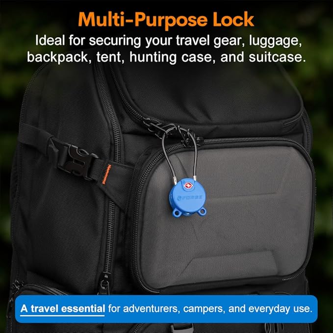 Forge TSA Approved Luggage Locks Ultra-Secure Dimple Key Travel Cable Locks with Zinc Alloy Body- 4 Locks, Black, Blue, red, Green.