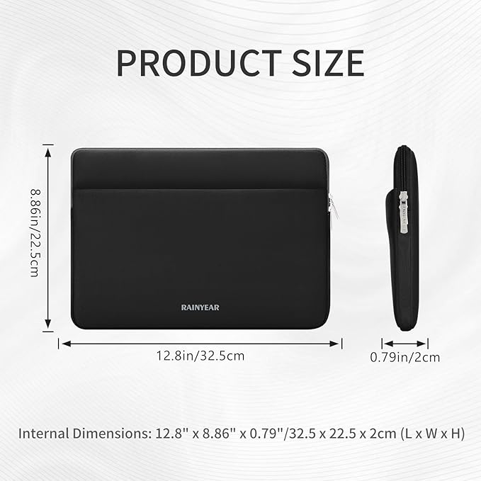 RAINYEAR Laptop Sleeve Case 11-13 Inch, Protective Portable Case with Front Pocket, Briefcase Computer Cover Laptop Bag Compatible with MacBook Air/Pro, HP, Dell, Lenovo, Acer, Black