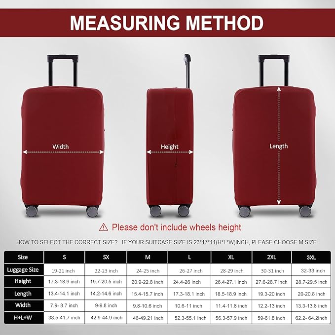 Travel Luggage Cover Suitcase Protector Scratch-Resistant Fit 19-31 Inch Suitcase, Not Included Suitcase (Claret, XL(28-29 inch))