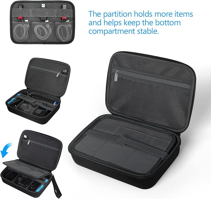 JSVER Hard Case for GoPro Cameras Carrying Case For Gopro Hero 13/12/11/10/9/8/7/AKASO EK7000/AKASO Brave 4 4K /Brave 7 LE/Brave 8/AKASO V50X /insta360 and Other Action Cameras