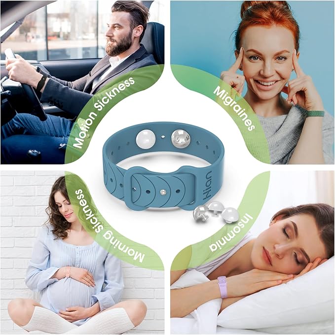 Hion Motion Sickness Bracelets Sea Sickness Wristbands for Motion Sickness/Morning Sickness/Pregnancy Nausea Anti Nausea Wristband Acupressure Nausea Bands Motion Sickness Bands（2Pairs Pine Green）
