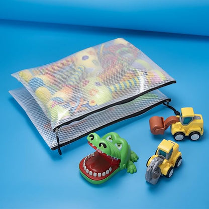 AUSTARK 20 Pcs Zipper File Bags, Plastic Mesh Pouch, Board Game Storage, Waterproof Bags for Office School (B4 Size 15''x11'', White and Black)