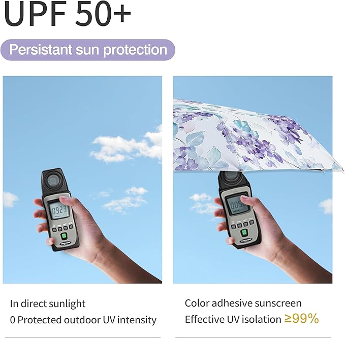Color Coated Sun Umbrella UV Protection Compact Folding Windproof Parasols Travel Auto Open Close Shade Blocking UV