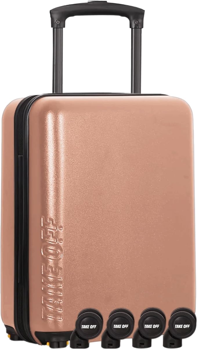 Take OFF Luggage Personal Item 3.0 – 18x14x8 Underseat Carry On with Removable Wheels – TSA Lock, Hardshell Suitcase – Fits Tight Airline Size Rules – No-Fee Lightweight Travel Bag