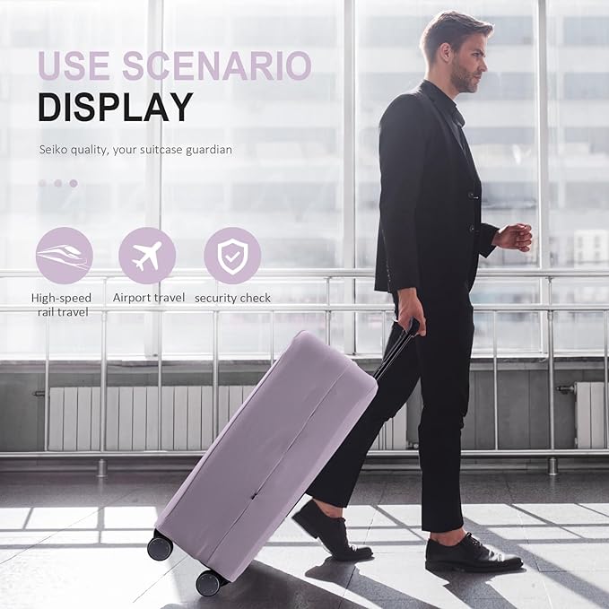 Travel Luggage Cover - Scratch-Resistant Fit 19-31 Inch Suitcase Protector, Lavender Purple (L, 26-27 inch)
