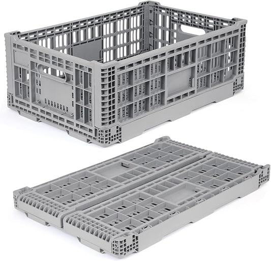 Collapsible Milk Crates for Storage, 52L Storage Crates, Heavy Duty Milk Crate, Plastic Storage Bins Containers for Organizing, Grocery & Camping (1 pack) (23.64" W x 15.76" L x 8.67" H)