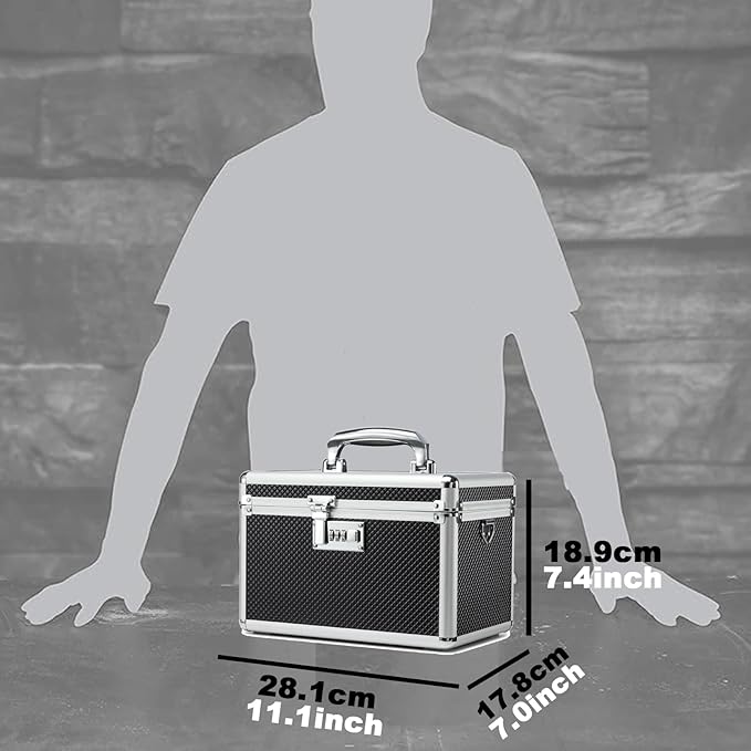 Storage Lock Box with Combination code, Lockable Medicine Storage Case, Empty First Aid Box, Security Lock Box, Multipurpose Lockbox for Home and Outdoor Use (Black, Medium)
