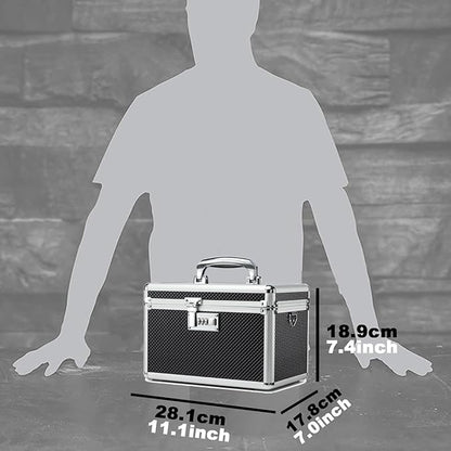 Storage Lock Box with Combination code, Lockable Medicine Storage Case, Empty First Aid Box, Security Lock Box, Multipurpose Lockbox for Home and Outdoor Use (Black, Medium)