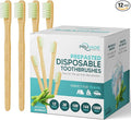 12 Pack Disposable Bamboo Toothbrushes with Toothpaste Built in - Prepasted Toothbrushes Individually Wrapped - Single Use Waterless Tooth Brush with Soft Bristles for Hotel, Camping, Travel