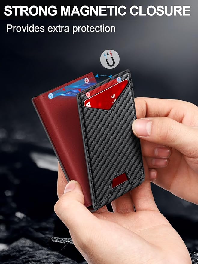 Wallet for Men RFID Wallet with Money Clip, Slim Pop Up Card Holder for 10-12 Cards, Minimalist Smart Credit Card Case with ID Window, Bifold Metal Wallet for Front Pocket, Gifts for Men