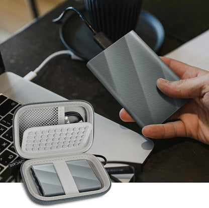 Case Compatible with Samsung T9/ T7/ T7 Shield Portable SSD 1TB 2TB 4TB External Hard Drive, Storage Travel Carrying Holder Organizer for Solid State Drives & USB Cable (Box Only)-Grey