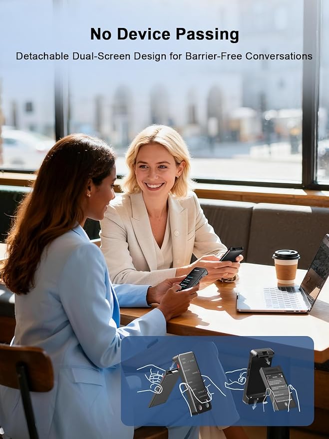 iTour Detachable Language Translator Device, Upgraded Instant Voice Translator, Real Time Dual Screen AI Translator with 139 Languages, Online & Offline & Photo & Group Chat & Text Translation