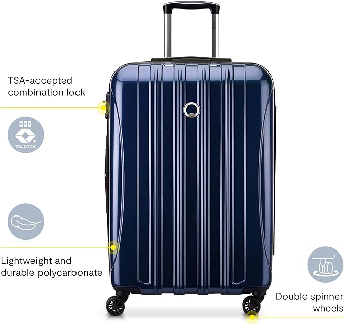Delsey Luggage Aero 3 Piece Set (21"/25"/29") Spinner Suitcase (Platinum)
