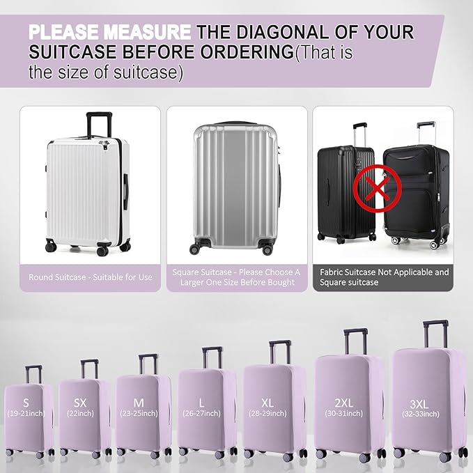 Travel Luggage Cover - Scratch-Resistant Fit 19-31 Inch Suitcase Protector, Lavender Purple (L, 26-27 inch)
