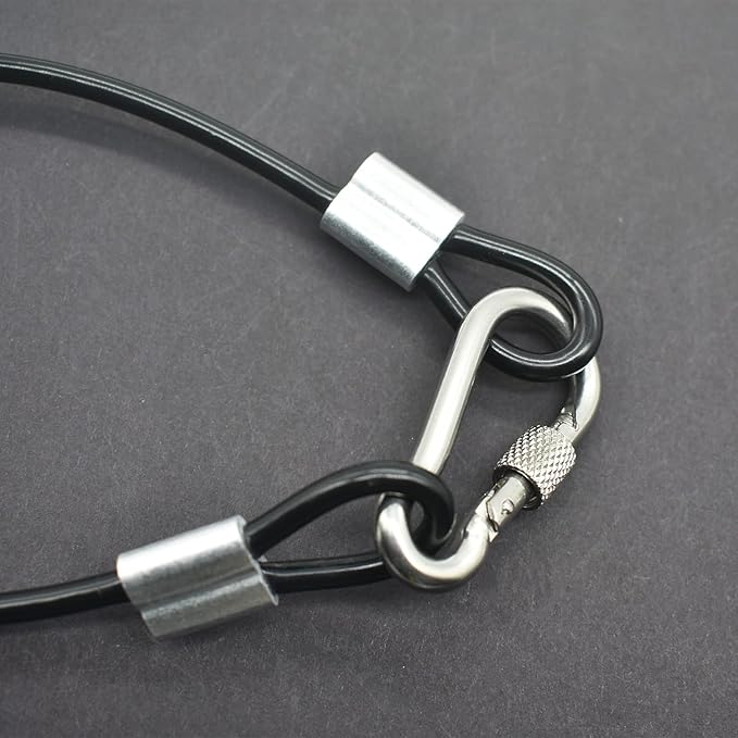 10 Pcs 2mm Wire 24 inch Vinyl Coated Stainless Steel Cable with Loops Short Wire Rope Lanyard Lock Security Chain Link for Outdoor Gates, Black (2mm x 24inch)