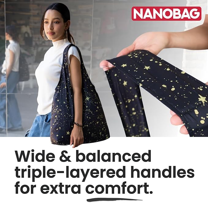 Nanobag Ultra-Lightweight Foldable Tote for Women & Men, Reusable Grocery & Travel Bag, Packable Collapsible Compact Market Essential (Standard Gove)