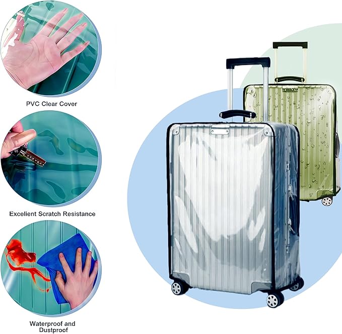 Luggage Cover 28 Inch TSA Approved,Clear 1.5mm Thickness Suitcase Cover for Luggage Suitable 28-29 Inch Suitable for Long Travel Accessories